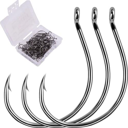 100PCS Fishing Hook Set Carbon Steel Fishing Gear for Bulk River Shrimp and Lobster Eye Fishing Hooks Tackle Box Fishhook