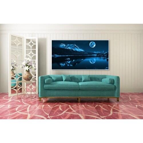 Wall Art home decoration modular pictures canvas abstract blue moon night scene forest lake landscape HD print painting core