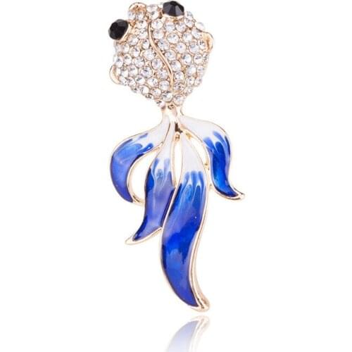 2019 new oil dripping animal goldfish Brooch alloy diamond inlaid small Brooch clothing accessories Fashion Pin female