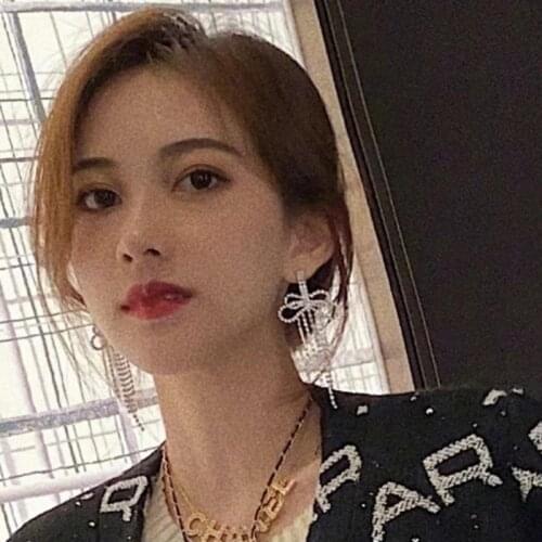 New Fashion Acrylic Rhinestone Tassel Bow-shaped Claw Chain Dinner Party Wedding Lady Earrings Accessories