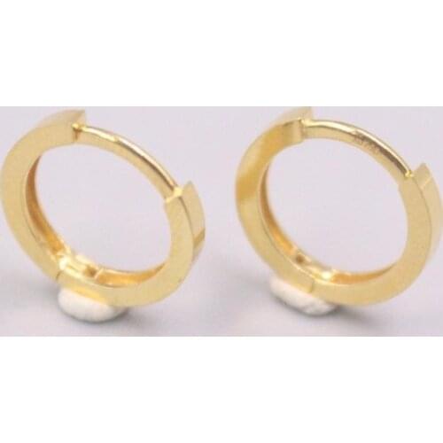 New Pure 18K Yellow Gold Earrings 12x2mm Smooth/Twill Pattern Round Hoop Earrings