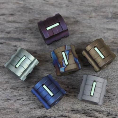 1PC Titanium Alloy Knife Beads Lanyard Pendant Paracord Umbrella Rope DIY Pendant Accessories EDC Tool Can Install Tritium Tube