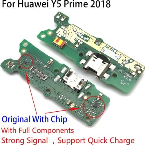 Original Microphone Module+USB Charging Port Board Flex Cable Connector Parts For Huawei Y5 Prime 2018