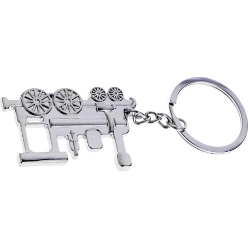 Steam Train Locomotive Design Metal Keychain Car Keyring Bag Ornament Accessory