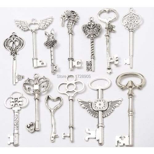 Key Charms Pendants Tibetan Silver Heart Lock Love Peace Big Jewelry Making Diy Charm Crafts Jewelry Accessories Handmade 10pcs