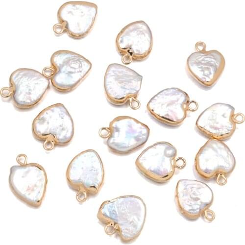 Natural Freshwater Pearl Pendants Heart shape Charms Pendants For jewelry making DIY Accessories Fit Necklaces Size 12x15mm