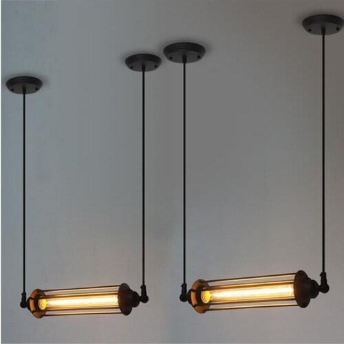 Industrial Wind Edison Light Bulb Pendant Light Black Metal Flute Suspension lamp Parlor Bar Clothing Store Home lighting PA0311