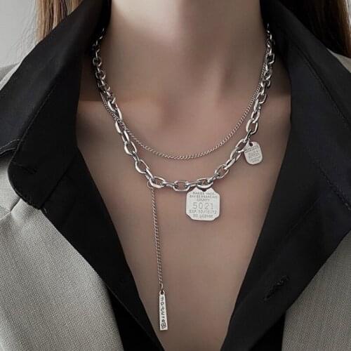 Vintage Alphanumeric Tag Pendant Necklace for Women Silver Color 2021 Fashion Jewelry Clavicle Chain Short Necklaces New