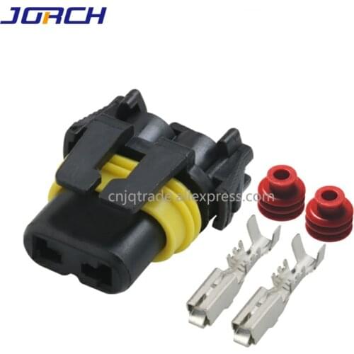 5 sets 2 Way Car motorcycle Water proof connector housing 2.8mm DJ9005 terminal 2 core plug and socket forXenon headlights