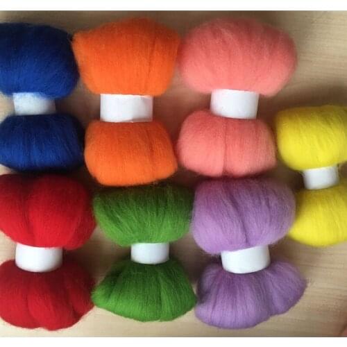 Wolvilt mixed colors fieltro naaldvilten merino wool fibre roving for needle felting kit diy crafa feutrine doll 20g/color w7