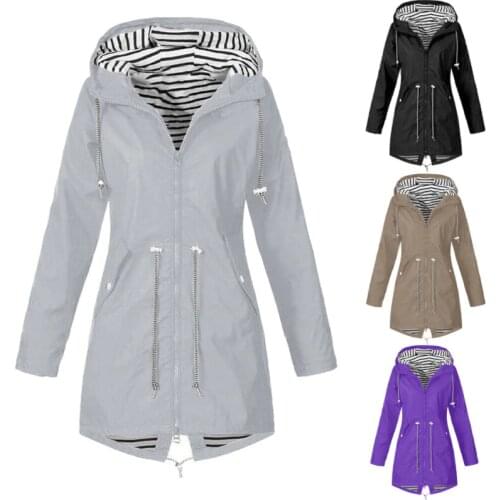 Women Ladies Raincoat Wind Waterproof Jacket Hooded Rain Mac Outdoor Poncho Coat Outdoor Forest Wear