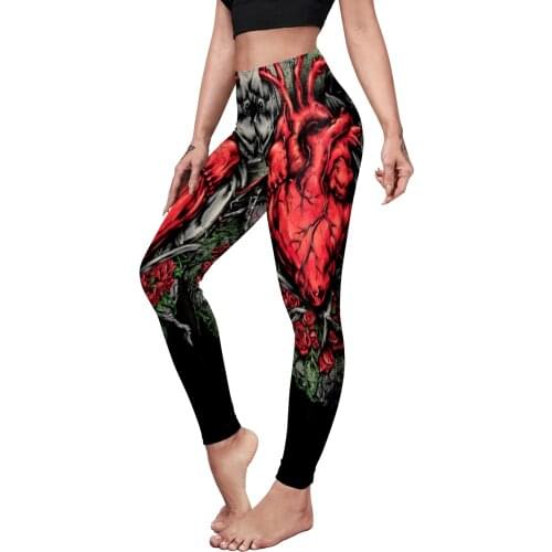 [You're My Secret] 2021 Gothic Dark Leggings 3D Heart Rose Printed Legging High Waist Leggins For Workout PUSH-UP Fitness Pants