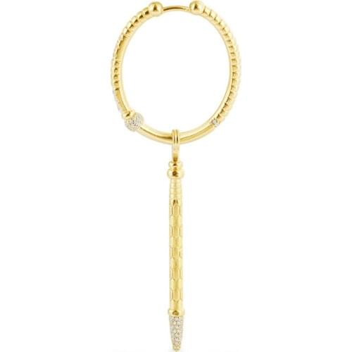 SLJELY1pc Luxury Real 925 Sterling Silver Yellow Gold Color Hoop Earring with Serpent Scales Pendant Women Fashion Brand Jewelry