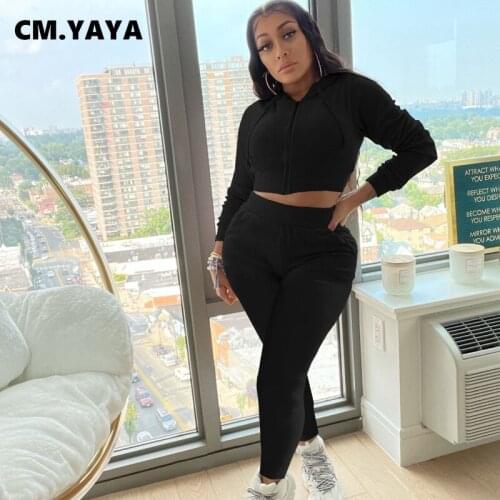 Lemon Gina Women Tracksuit Solid Hooded Crop Tops + Skinny Pencil Pants Two 2 Piece Pants Sets Active Sweatsuits Outfit Fall