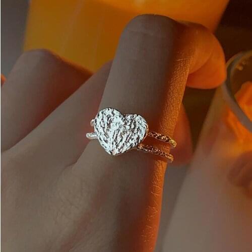 925 Sterling Silver Korean Unique Design Shell Love Heart Ring Light Luxury Lovely Temperament Opening Female Charm