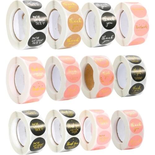 1Roll Round Bronzing Gift Sealing Stickers Design Diary Scrapbooking Stickers Festival Birthday Party Gift Decor Labels