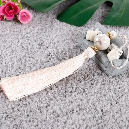 QGVLish 10Pcs Jade Ball Cord Small Tassel Fringe Curtain Accessories DIY Valance Stage Cushion Sofa Key Tassels Tie Back Decor