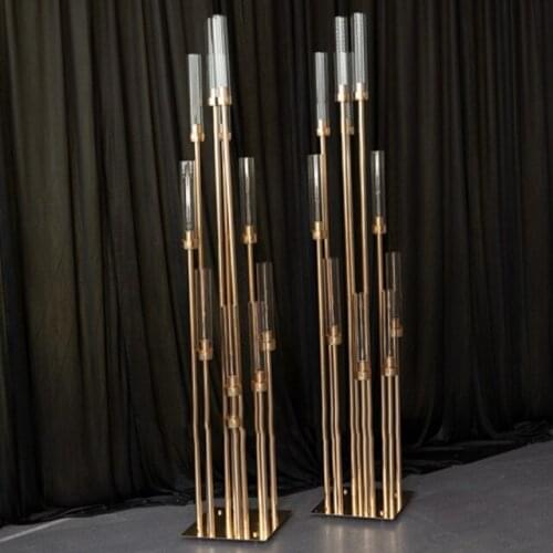 10pcs wedding party decorative wholesale 10 heads gold candelabra table centerpiece yudao1194