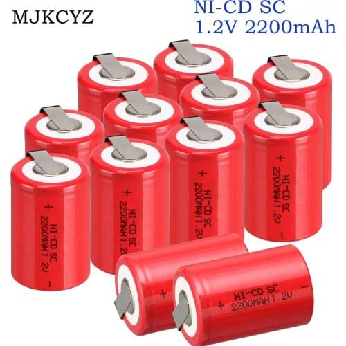 2/6/12/20pcs SC 2200mAh 1.2V rechargeable battery, 1.2V sub C Ni Cd battery, electric drill screwdriver battery welding