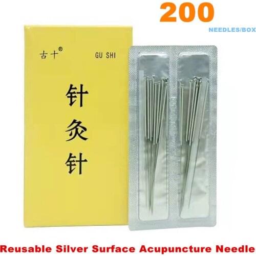 200pcs/box Reusable Silver Surface Acupuncture Needle Genuine Non-Disposable Face Filiform Needle Massager Health