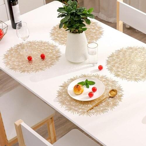 40%HOTHollow Table Pad Heat Insulation PVC Round Dandelion Dining Mat Placemat for Kitchen