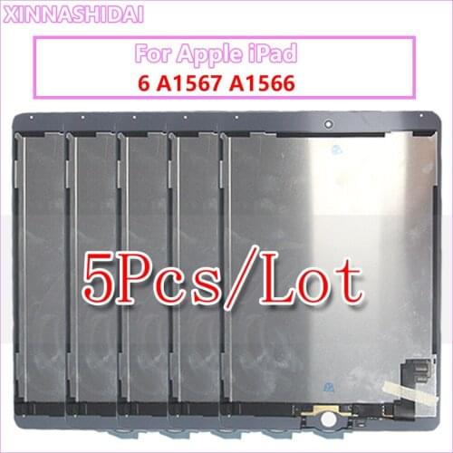 5Pices/lot 5Pcs LCD +Adhesive For Apple Ipad Air 2 ipad 6 A1567 A1566 Full LCD Display Touch Screen Digitizer Panel Assemble
