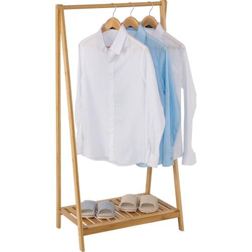 Bamboo Clothes Rack Floor Standing Hanging Storage Shelf with Shoe Rack 60x35x120cm Coat Hanger Organizer Bedroom Furniture