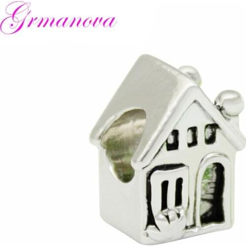 Family European zinc alloy house big hole charm beads female classic popular amulet Fit Pandora Bracelet Womens DIY Jewelry