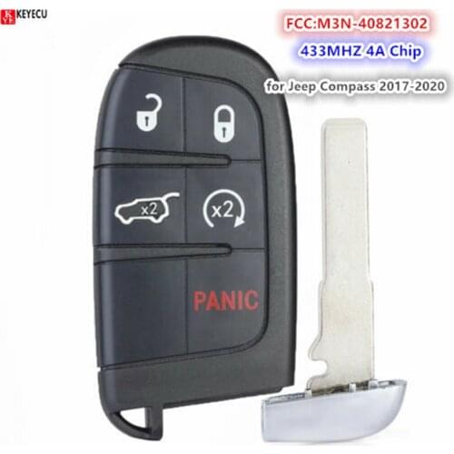 KEYECU for Jeep Compass 2017 2018 2019 2020 ReRemote Key Fob M3N-40821302 4A Chip P/N: 68250343 AB AC AD AA