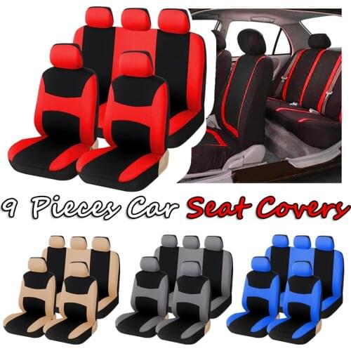 NEW ARRIVAL - AUTOYOUTH Universal Fits Car Seat Covers 9PCS Full Protectors Set,Airbag Compatiable, Black with Red