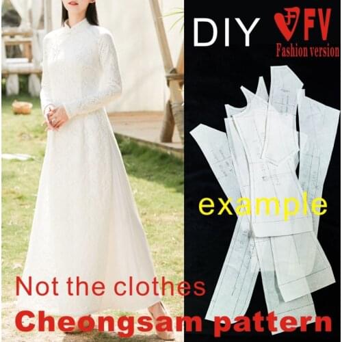 DIY Handmade Garment Pattern Womens Dress Improved Side Cardigan Lace Cheongsam Sewing Drawing 1:1 Pattern Physical BQP-49