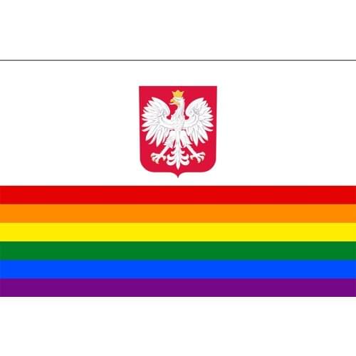 Yehoy hanging 90*150cm LGBT Pride Flag of Poland Rainbow Flag For Decoration