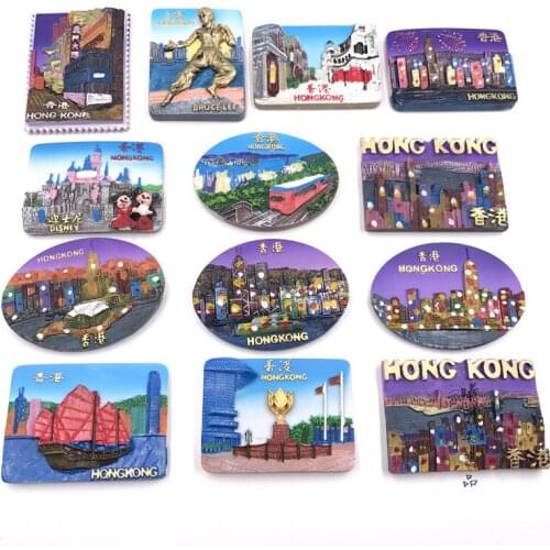 Hong Kong Original Single World Tourism Memorial Resin Fridge Magnet Creative Three-dimensional Collectible Gift