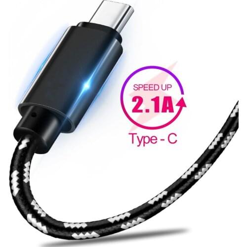 USB Type C Cable 2.1A Quick Charge Cable Nylon Braided Quick Charge Cable For Samsung Xiaomi Huawei Mobile Phone Accessories