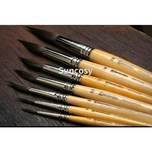 Escoda CERAMIC 5707 Art Paint Brush ,Squirrel Hair Watercolor Brush Pen,Soft Stroke, Long Edge, Full Belly