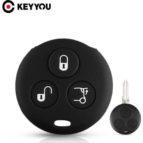 KEYYOU 10x 3 Button Silicone Car Key Case For Mercedes Benz Smart City Fortwo Roadster Car Key Holder Remote Fob Cover