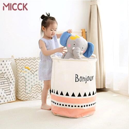MICCK Laundry Basket Large Capacity Cartoon Waterproof Folding Linen Picnic Basket Children Storage Toy Box Finishing Orgnizer