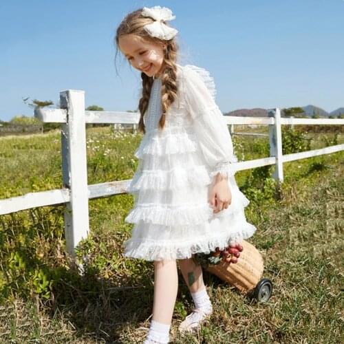 Summer Dress Dress for Girls Princess Dress Sweet Baby Clothes Wedding Party Dress Long Sleeve Dress Childrens Dresses for 3-8Y