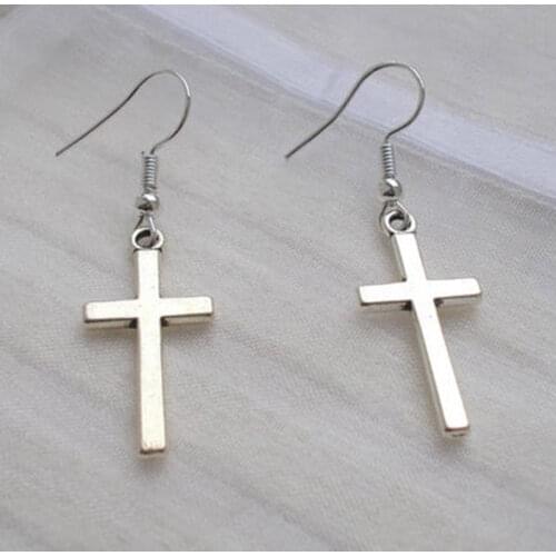 Korean Trend Earrings for Women Men 2021 Cute Vintage Fashion Cross Dangle Drop Statement Popular Kpop Ear Jewelry Gothic Punk