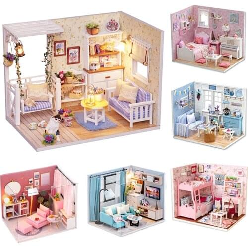 Miniature House Doll House DIY Miniature Dollhouse Model Wooden Toy Furnitures Casa De Boneca Dolls Houses Toys Birthday Gift