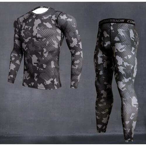 Mens running suit brand 2019 MMA Clothing men sweatsuits Training T shirt stretch breathable mens winter sports rash guard