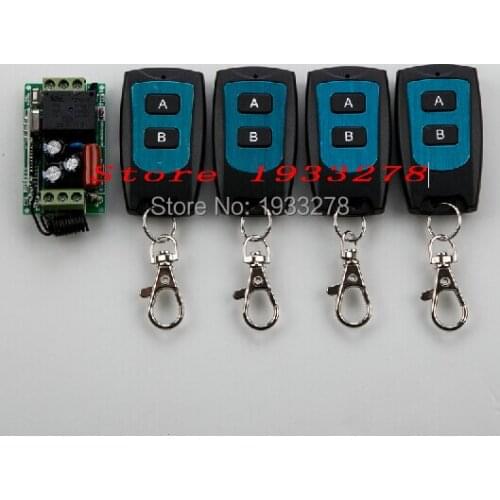 Latest AC 220V 1CH 10A wireless remote control switch 315/433 mhz Household appliances remote control 1 Receiver &4Transmitter