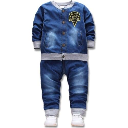 Okoufen 2019 new baby boy and girl clothes spring autumn children clothing denim body suit kids jeans clothes set retail