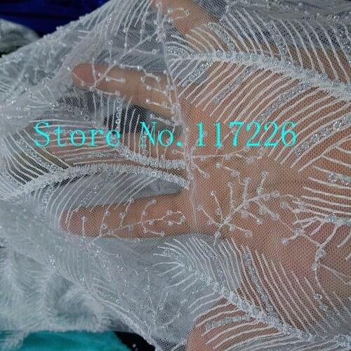 New design beaded French lace latest high quality small flower lace fabric for bridal lace fabric for dress JRB-65895