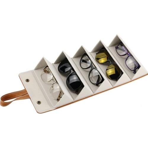 Glasses Case Cover PU Leather 4/5/6 Pairs Of Sunglasses Holder Box Eyeglasses Solid Storage Box Magnet Switch PU Bag