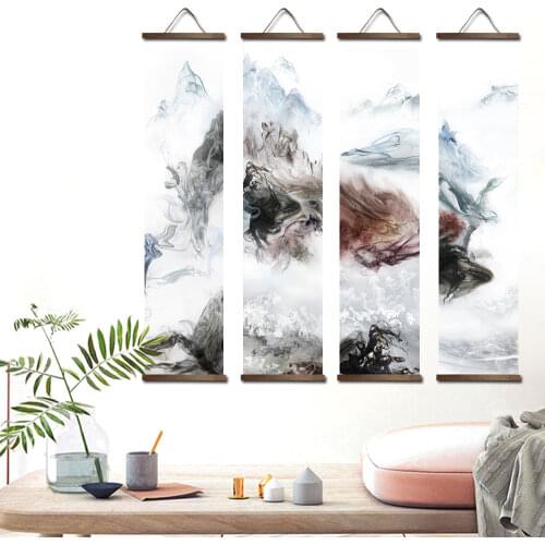 Nordic style canvas decorative painting wall decor posters bedroom living room wall art posters solid wood scroll paintings