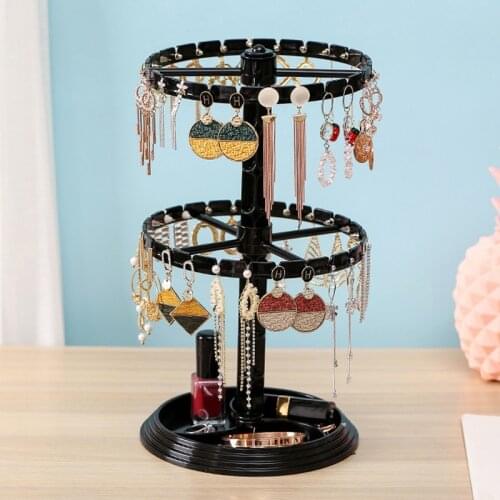 Plastic Rotating Clear Earrings Necklace Studs Display Rack Folding Screen Earring Jewelry Display Stand Holder Storage Box