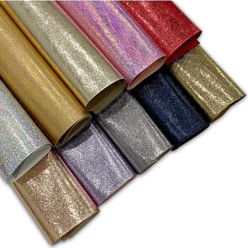 Cracking Textured Super Soft PU Metallic Laser Faux Leather Fabric Sheet for Making Shoe Upper/DIY Accessories/Decorative