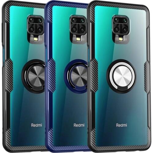 Transparent Shockproof Case For Xiaomi Redmi Note 10 10S 9S 9 Pro Max 8T 8 7 Mi 10 11 10T POCO X3 NFC M3 F3 Ring Holder Cover oN