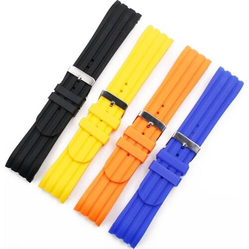 Silicone strap watch accessories pin buckle 24mm waterproof rubber strap for brand watch women sport watch band